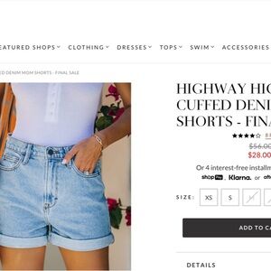 NWT VIVI Highway High Cuffed Denim Shorts - Blue
